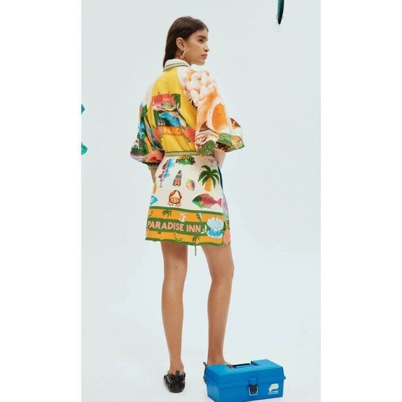 NWT ALÉMAIS Paradiso Linen Mini‎ Dress Size 2 - Picture 2 of 9